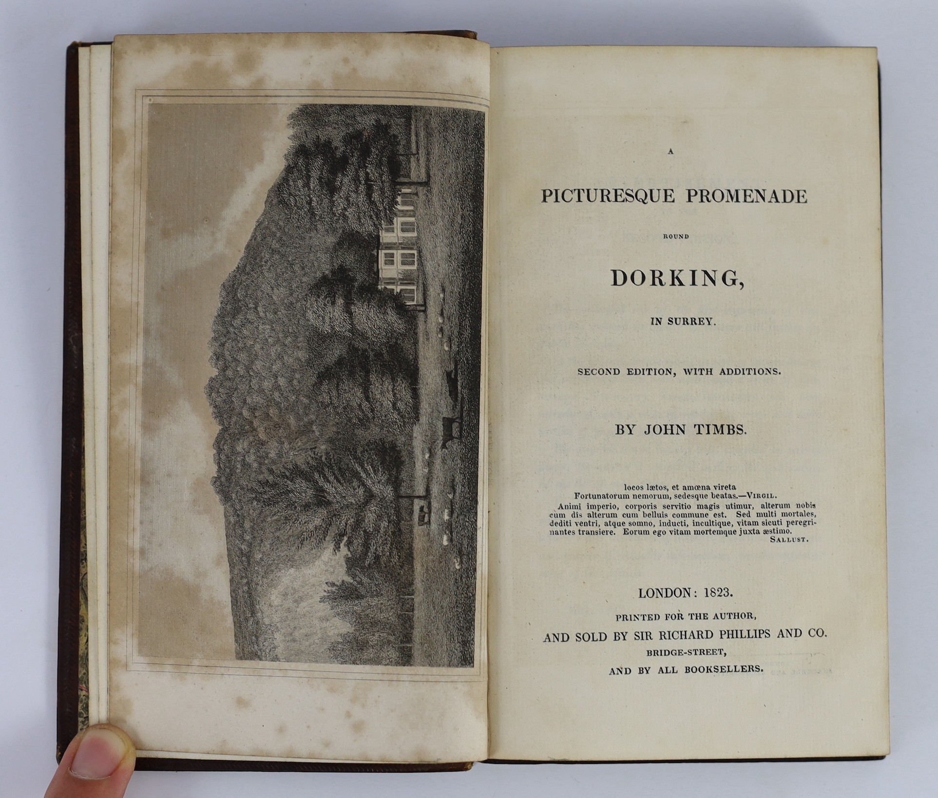 DORKING: Thorne, W. - The Garden of Surrey: or a Sketch of Dorking, and of the beautiful country surrounding it. folded map; original grey boards and printed label, sm.8vo. Dorking